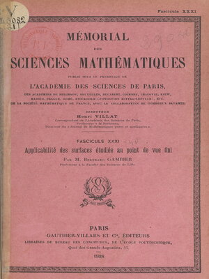 cover image of Applicabilité des surfaces étudiée au point de vue fini